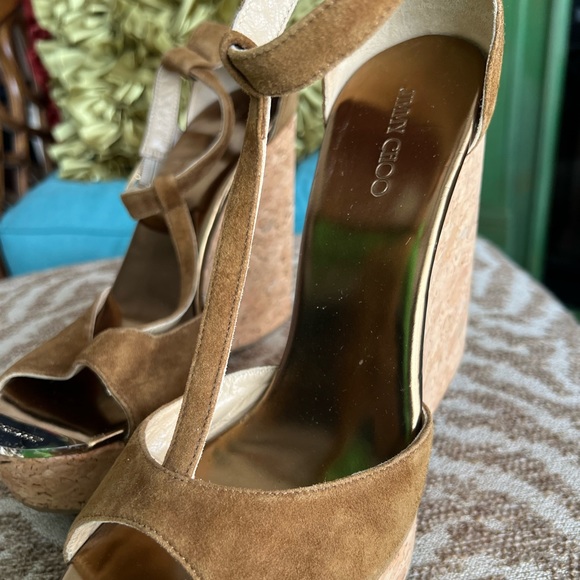 JIMMY CHOO wedges brown suede ankle strap wedges - Picture 6 of 13